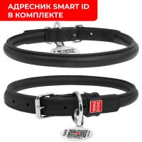 Ошейник кожаный круглый WAUDOG COLLAR GLAMOUR 10мм\33-44см черный