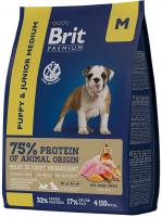 Brit Premium by Nature Dog Junior M курица+рис (д/сред.пород от 1-12 мес) сухой д/щенков